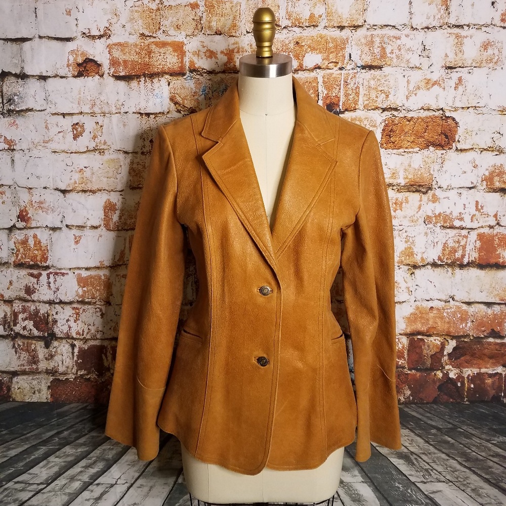 Camel color leather jacket